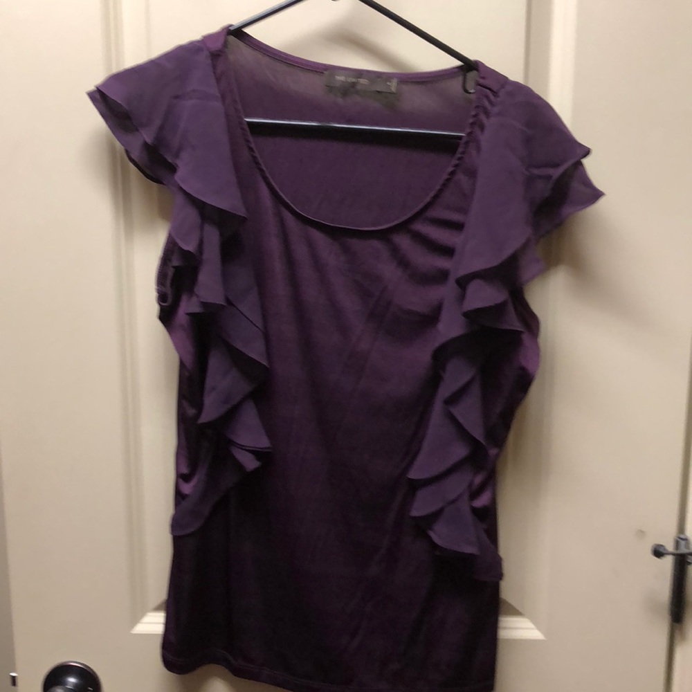 Purple ruffle sleeve blouse